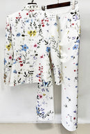 Chase White Floral and Butterfly Blazer and Pant Set