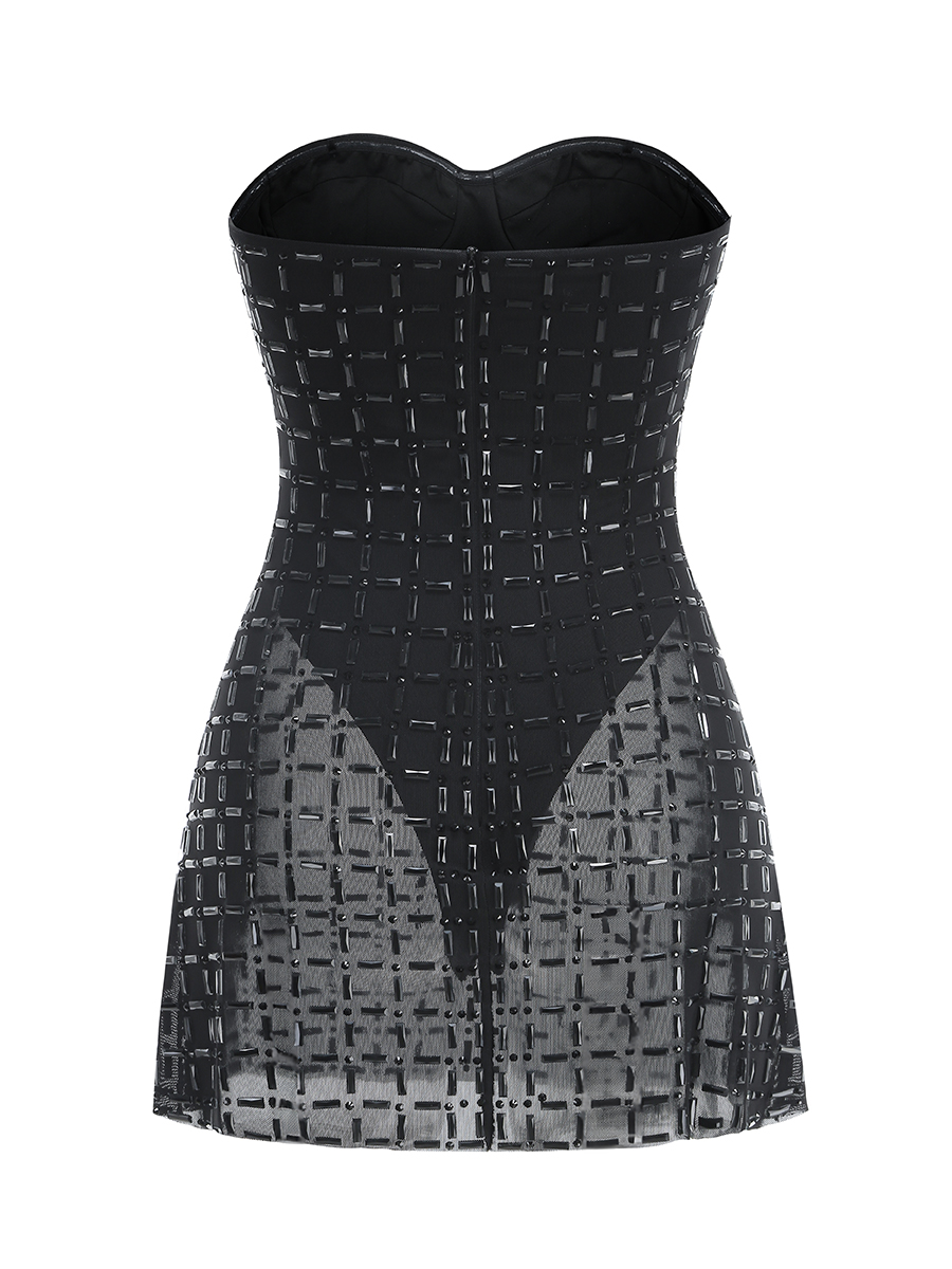 Krishna Black Strapless Jewel Embellished See Through Mesh Mini Dress Ever Chic Fashions Krishna Black Strapless Jewel Embellished See Through Mesh Mini Dress Ever Chic Fashions