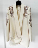 Davi Sequin Pattern Embellished Asymmetrical Front Blazer Dress