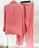Lita Salmon Rhinestone Pinstripe Blazer and Pant Set