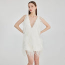 Anthia Deep V Feather Mini Dress