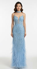 Anika Bead and Feather Embellished Gown