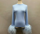 Kennedy Knit Sweater with Detachable Mongolian Fur Cuffs