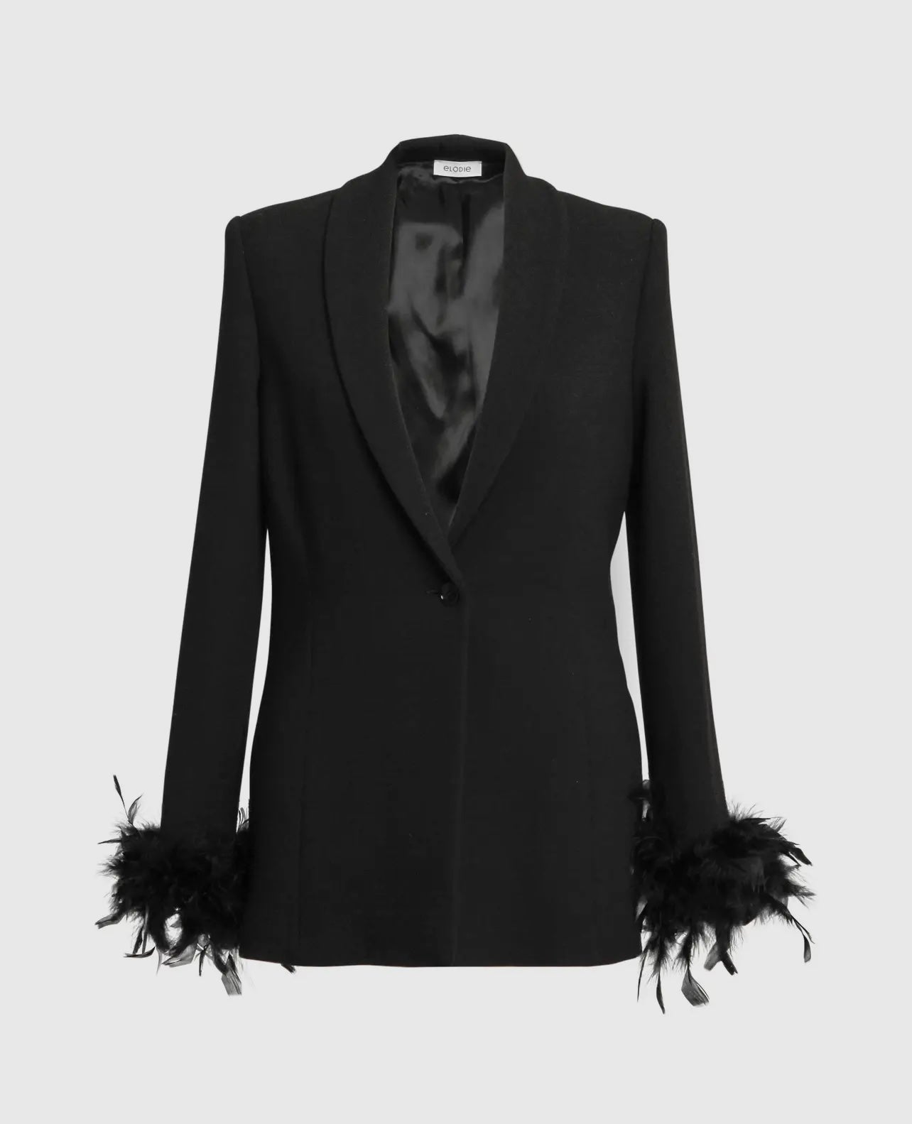 Alessia Crepe Feather Trim Blazer Pant Suit