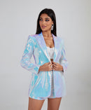 Rhylyn Silver Sequin Blazer and Short Set