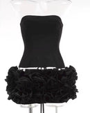 Mariah Lace Up Corset Floral Ruffle Mini Skirt Set