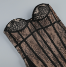 Harlett Strapless Sweetheart Neck Black Lace Nude Lining Maxi Train Dress