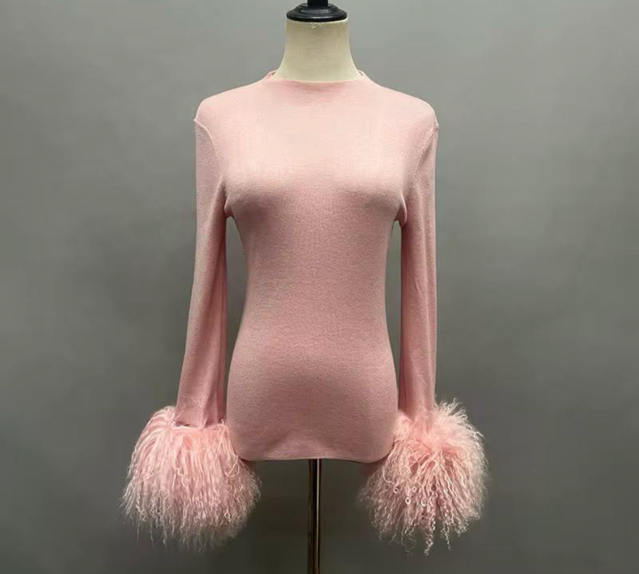 Kennedy Knit Sweater with Detachable Mongolian Fur Cuffs