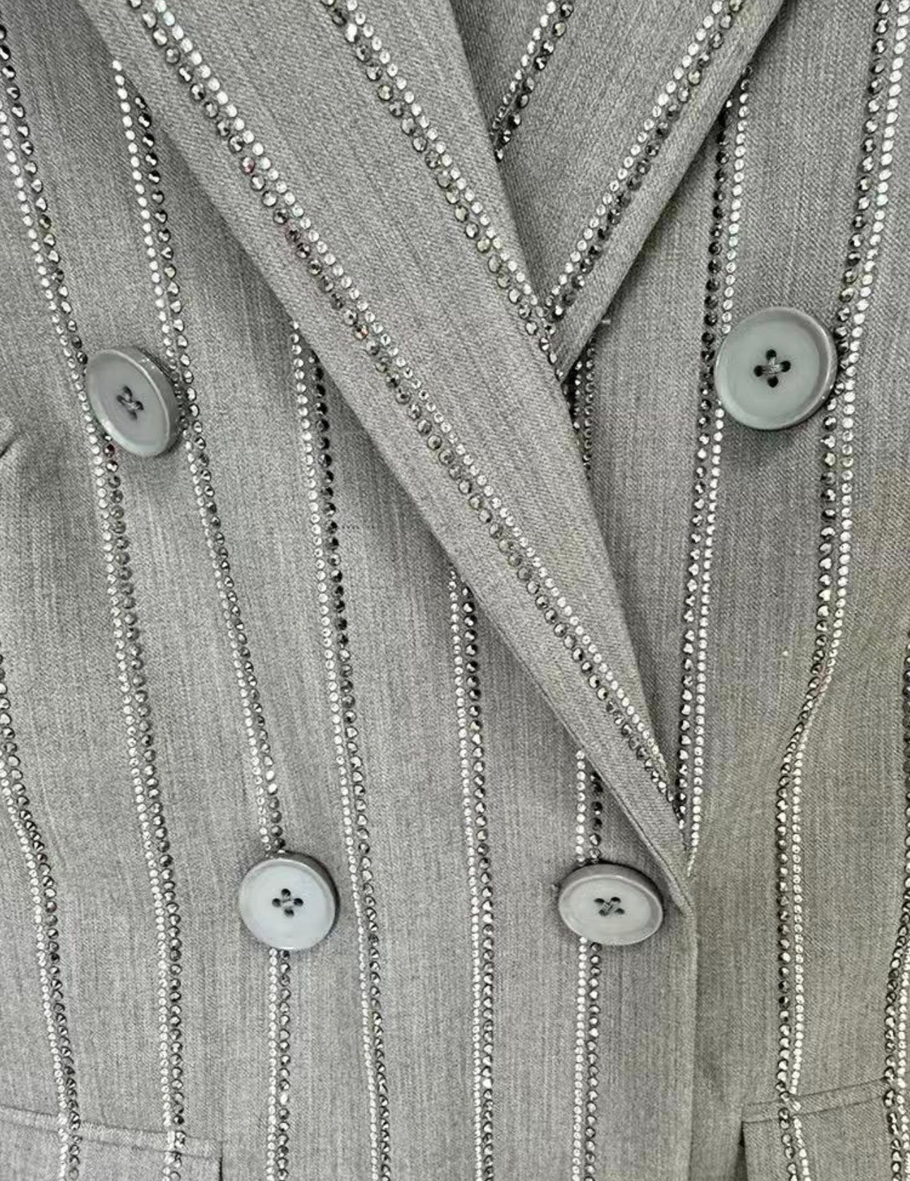 Liella Gray Rhinestone Pinstripe Blazer and Pant Set