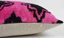 Handmade Pink and Black Ikat Silk/Velvet Pillowcase 20"x20"