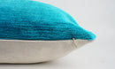 Handmade Teal & White Ikat Silk/Velvet Pillowcase 24"x24"