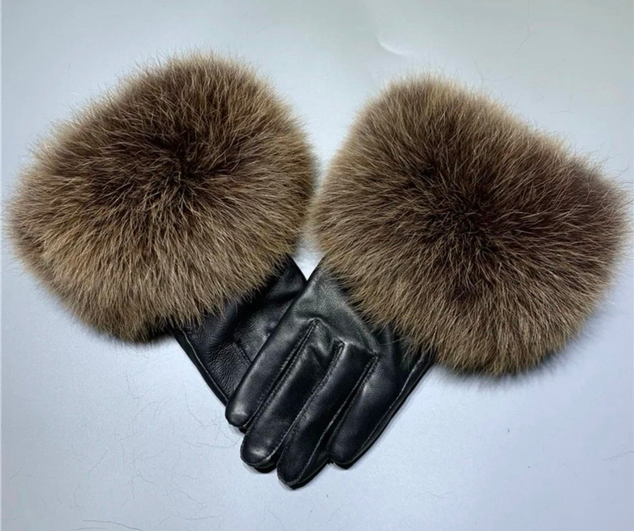 Fur Trimmed Leather Gloves