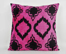 Handmade Pink and Black Ikat Silk/Velvet Pillowcase 20"x20"
