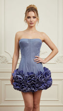 Nisa Strapless Sweetheart Neck Corset with Back Tie Ruffle Mini Dress