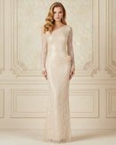 Lyndan Sequin Long Sleeve Off Shoulder 3D Flower Appliqué Maxi Dress