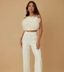 Minda Faux Fur Crop Top and Pant Set