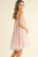 Cali Strapless Embellished Tulle Trapeze Mini Dress