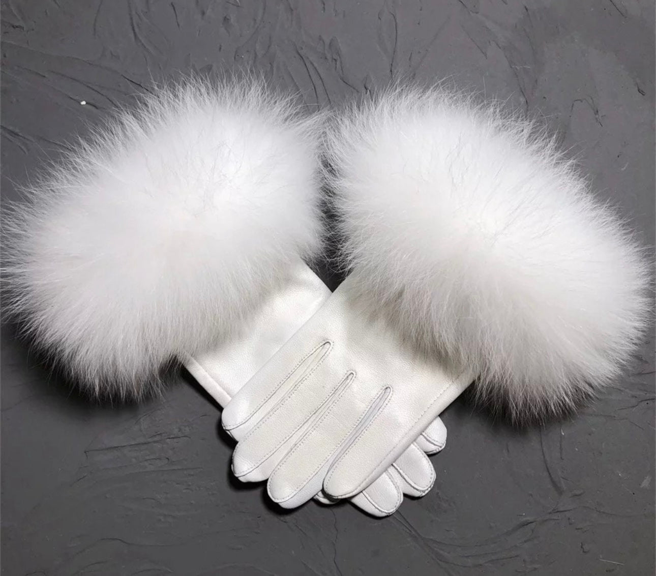 Fur Trimmed Leather Gloves