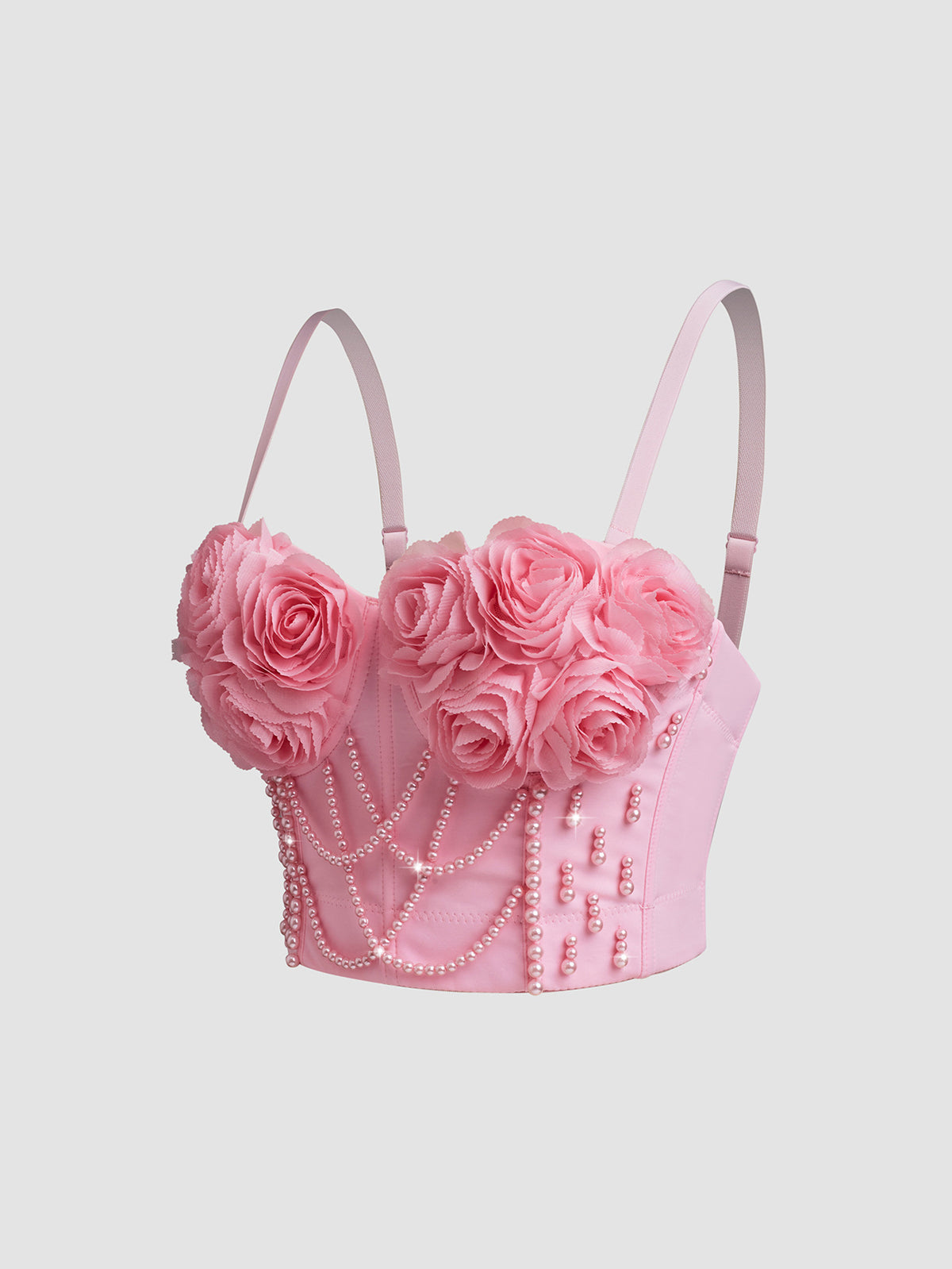 Mala 3D Floral and Pearl Embellished Bustier