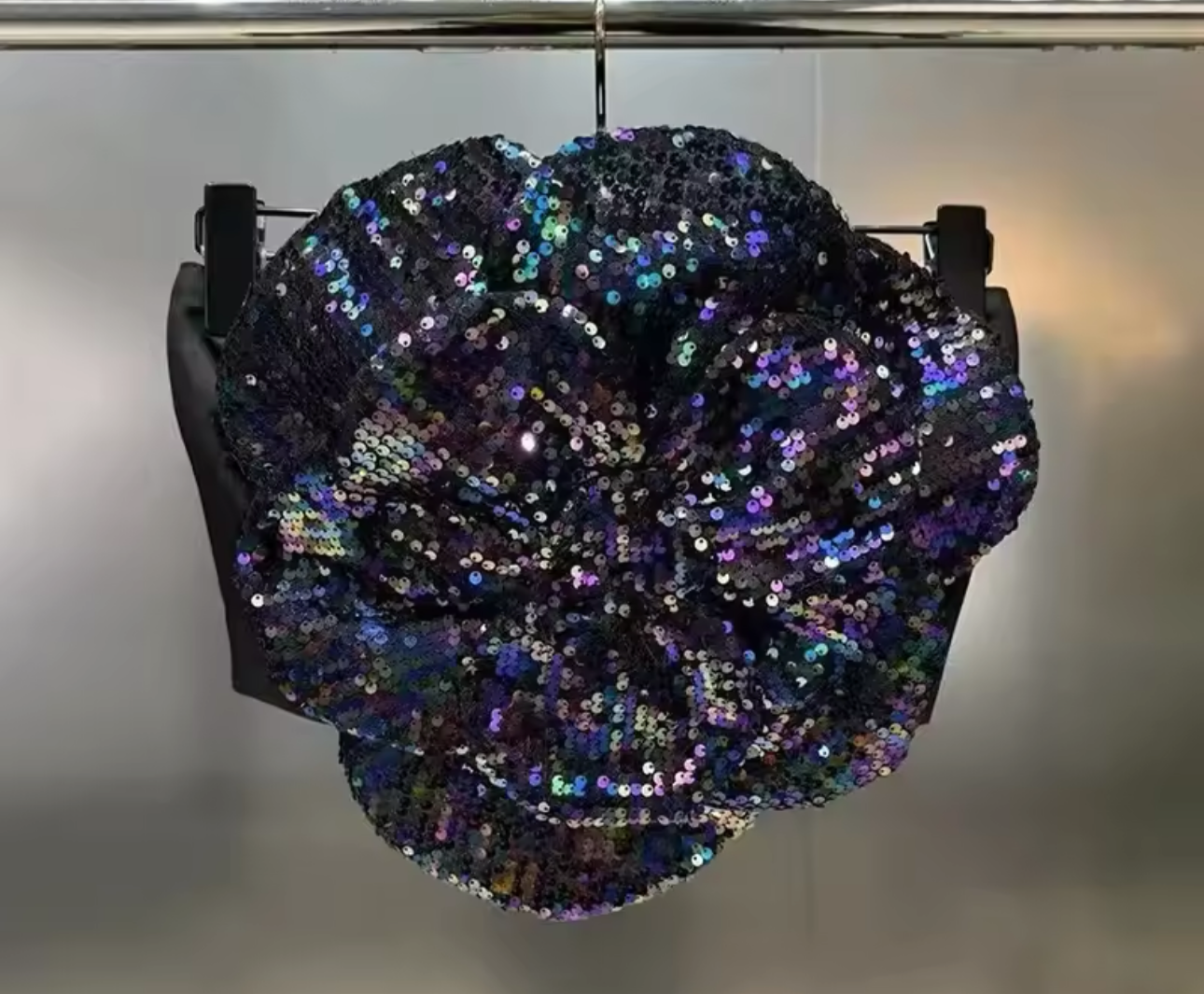 Martina Sequin 3D Flower Tube Crop Top