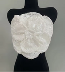 Martina Sequin 3D Flower Tube Crop Top