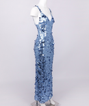 Mirella Ice Blue Sequin Maxi Dress