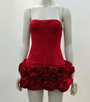 Mariah Lace Up Corset Floral Ruffle Mini Skirt Set