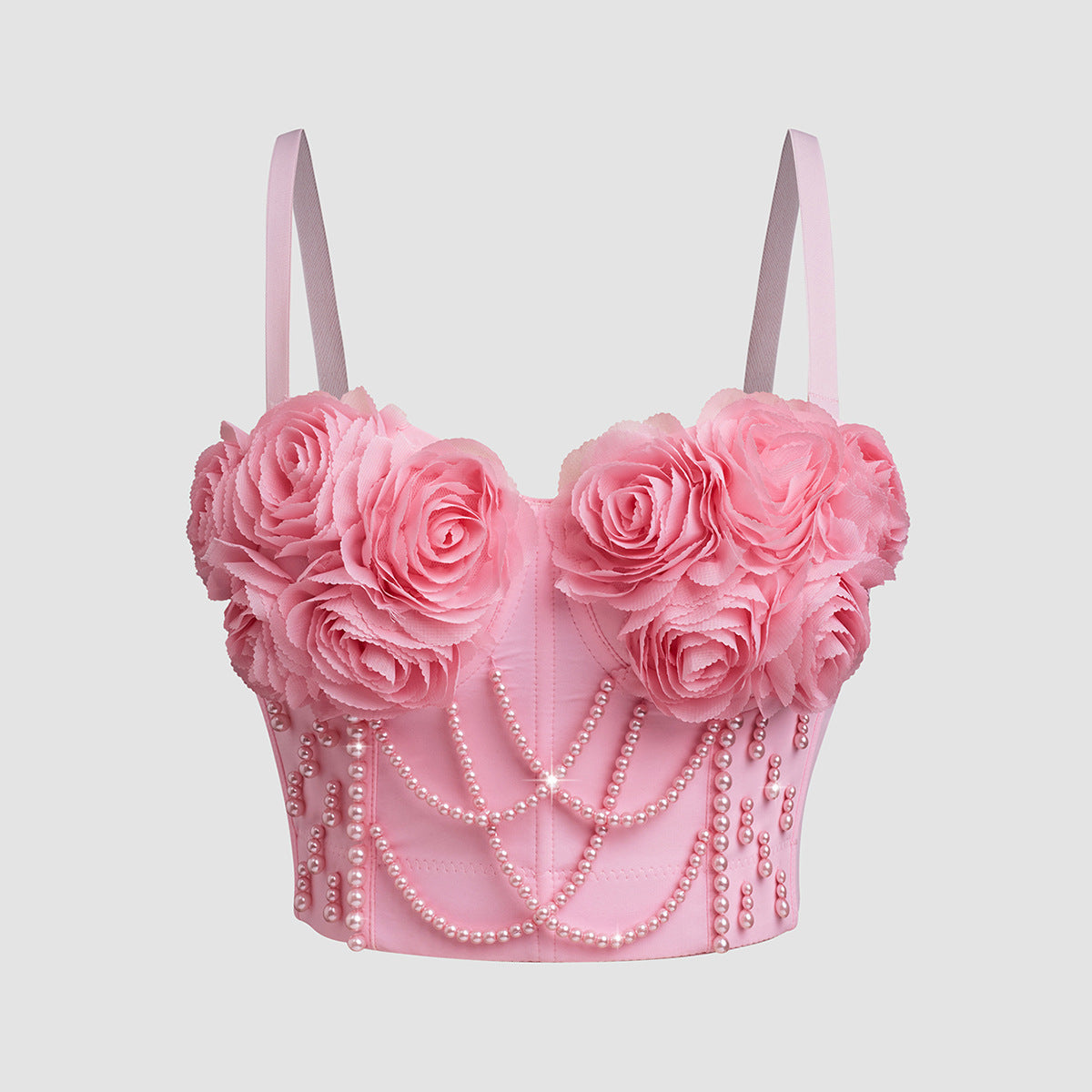 Mala 3D Floral and Pearl Embellished Bustier