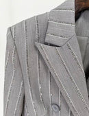 Liella Gray Rhinestone Pinstripe Blazer and Pant Set