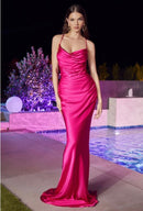 Nella Satin Backless Floor Draped Maxi Dress