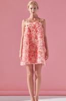 Paisley Pink Floral Appliqué Sleeveless Mini Dress