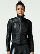 Leanza Acceleration Moto Mesh Tie Back Leather Jacket