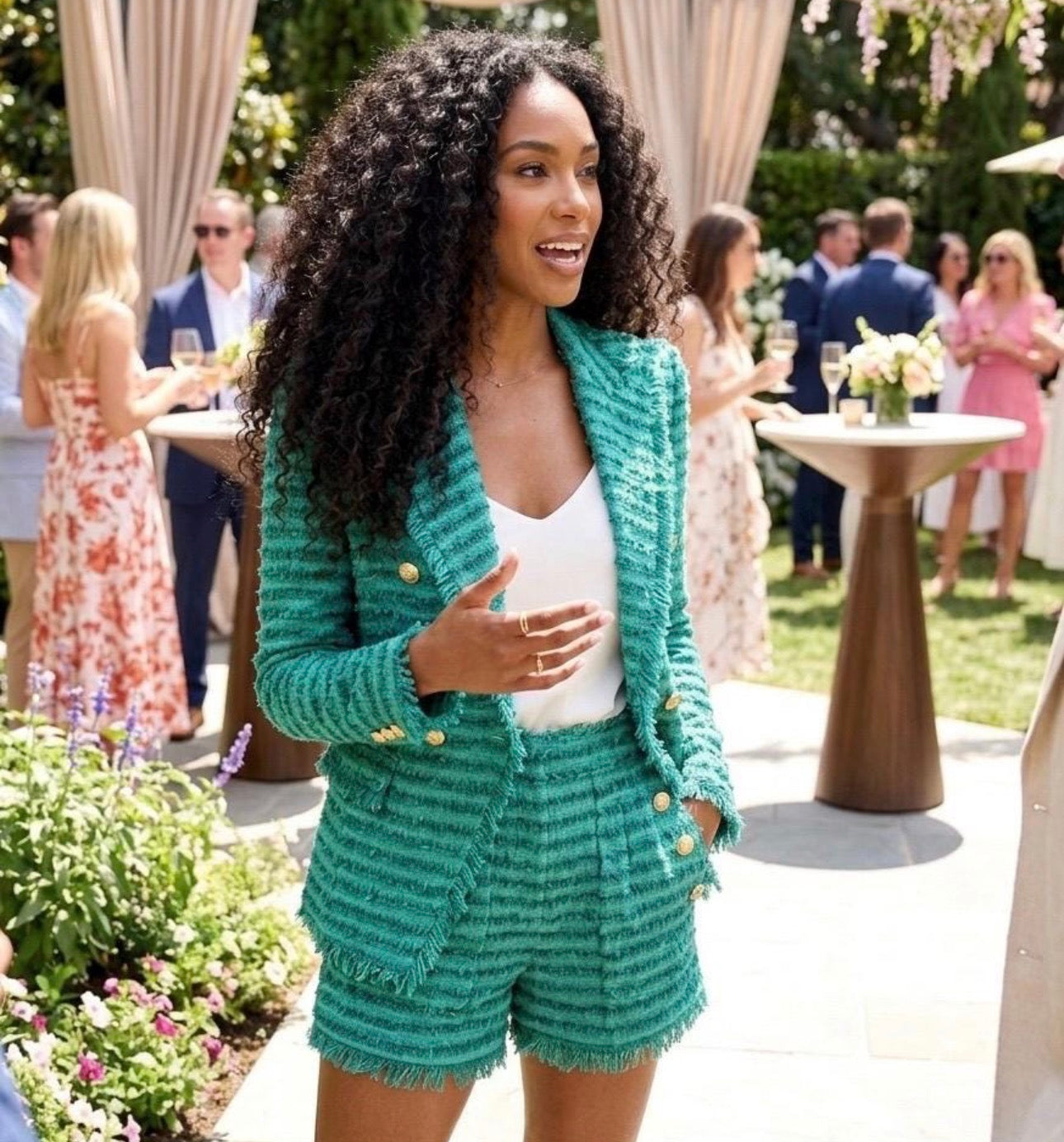 Jade Teal Tweed Blazer and Short Set