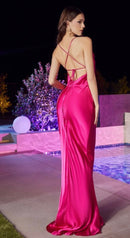 Nella Satin Backless Floor Draped Maxi Dress