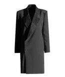 Avalon Rhinestone Trimmed Lapels Side Button Blazer Dress