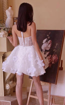 Nia White Strapless Sequin Sparkle Corset Aline Mini Dress