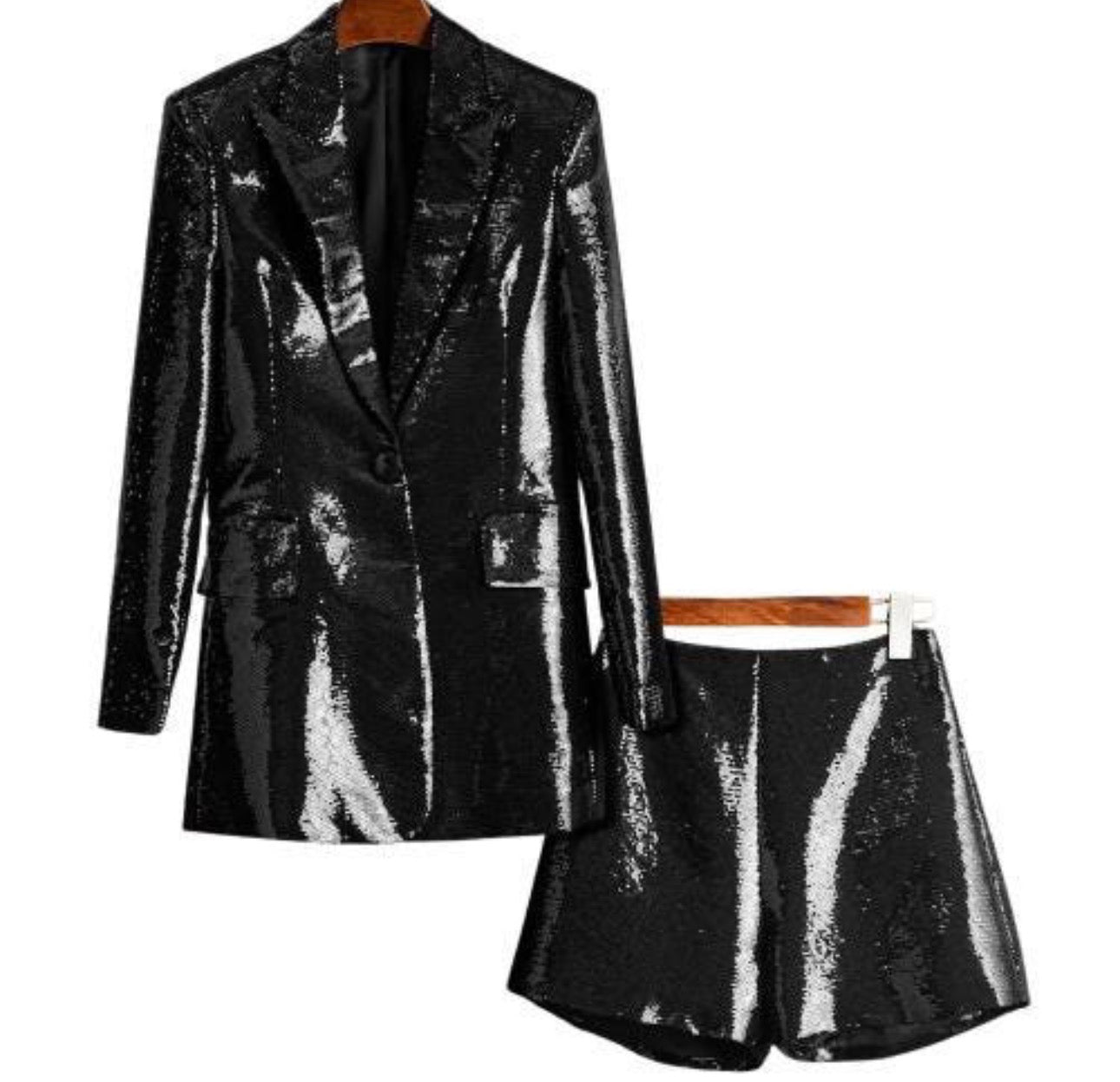 Rivera Black Sequin Blazer and Short Set