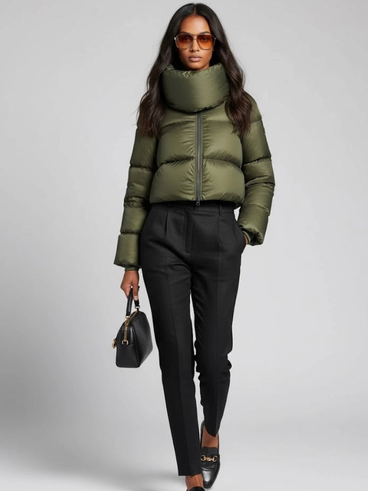 Aneesa Bryant Park Olive Cropped Puffer Coat