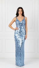 Mirella Ice Blue Sequin Maxi Dress