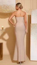 Tansy Strapless Sweetheart Neck Rhinestone Embellished Bodice Bandage Mermaid Maxi Dress