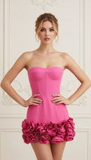 Nisa Strapless Sweetheart Neck Corset with Back Tie Ruffle Mini Dress