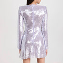 Abbi Lavender Long Sleeve Sequin Front Keyhole Mini Dress