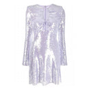 Abbi Lavender Long Sleeve Sequin Front Keyhole Mini Dress