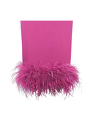 Drew Fuchsia Sleeveless Feather Trim Midi Dress