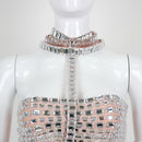 Ines Rhinestone Crystal Halter Crop Top