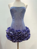 Nisa Strapless Sweetheart Neck Corset with Back Tie Ruffle Mini Dress