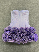 Nisa Strapless Sweetheart Neck Corset with Back Tie Ruffle Mini Dress