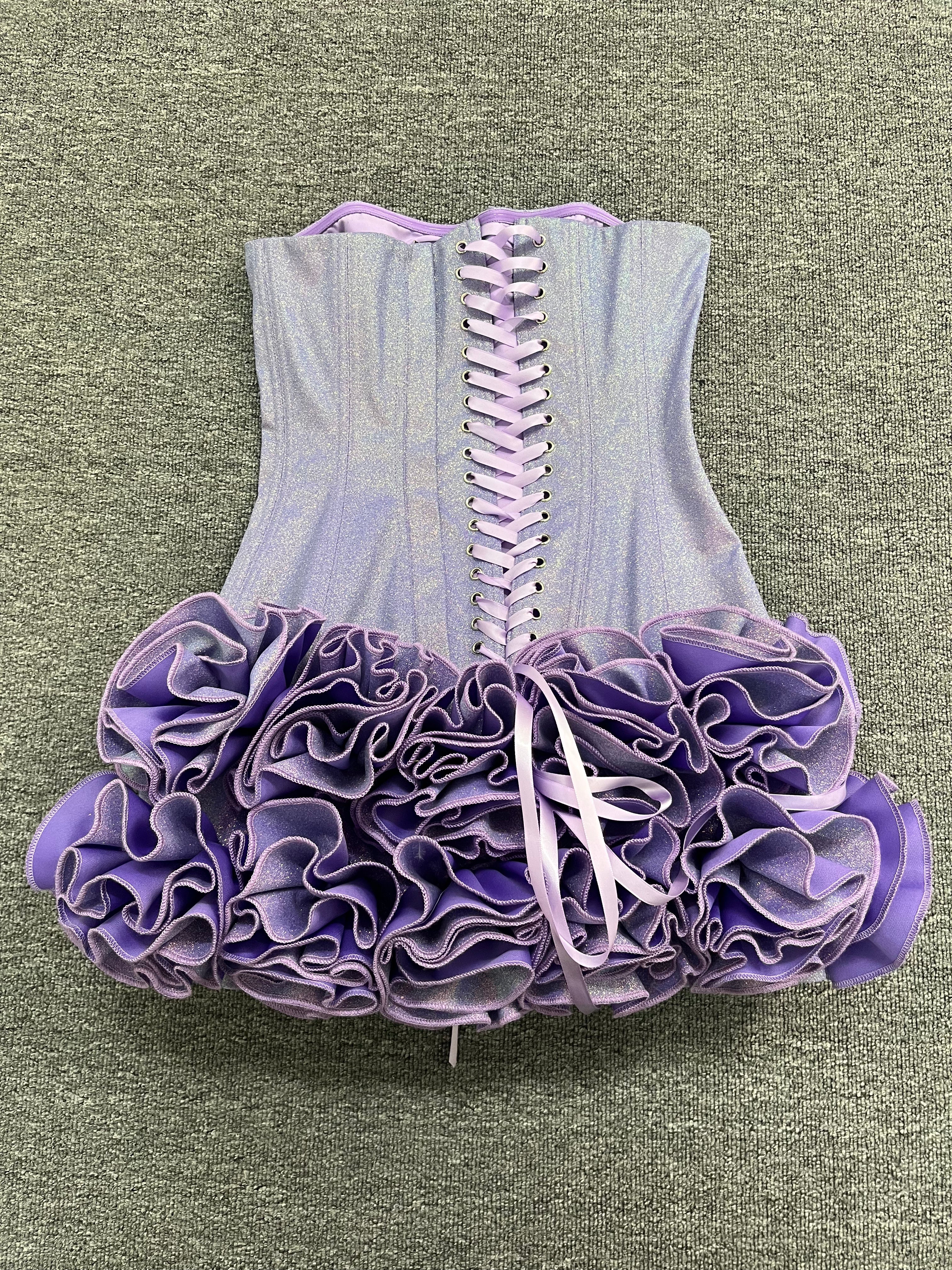 Nisa Strapless Sweetheart Neck Corset with Back Tie Ruffle Mini Dress