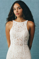 Lana White Lace Sleeveless Midi Dress