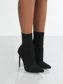 Sock Pointed Toe Stiletto Booties